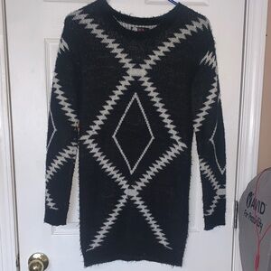 Black and White Geometric Sweater Dress